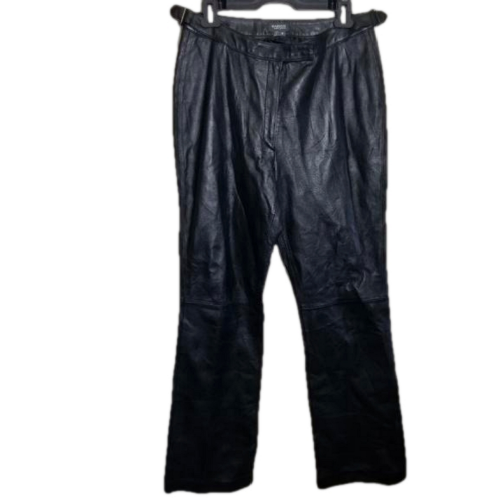 Garson By Rem Garson Black Leather Pants Double Buckle Hips Size 8